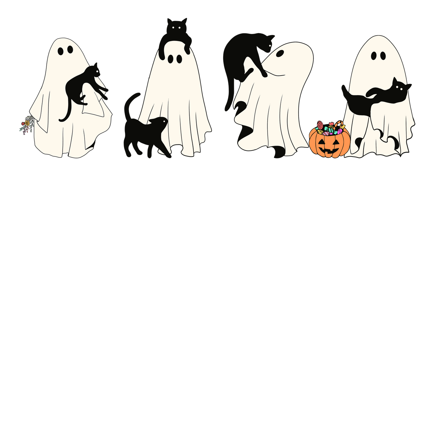 Halloween Ghost Holding Cats