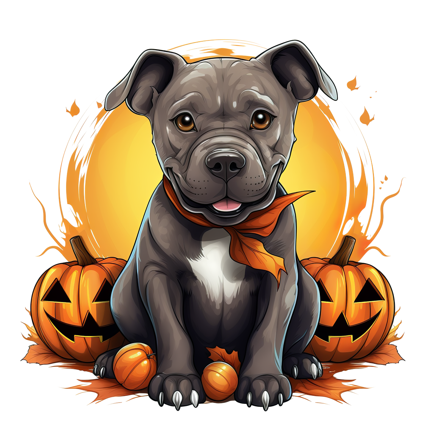 Pitbull Halloween Cartoon Dog