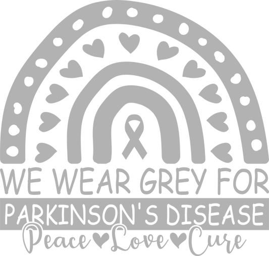 We Wear Grey For Parkinson’s Disease Peace Love Cure Awareness