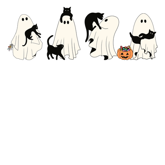 Halloween Ghost Holding Cats