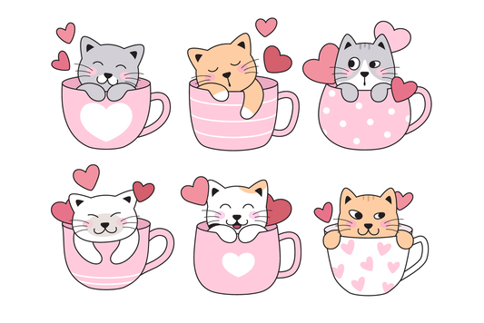 Valentines Cat Cups